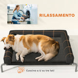 easycomfort easycomfort lettino per cani rialzato di 19 5 cm con cuscino a u in poliestere e acciaio 110x75x30 cm nero e argento