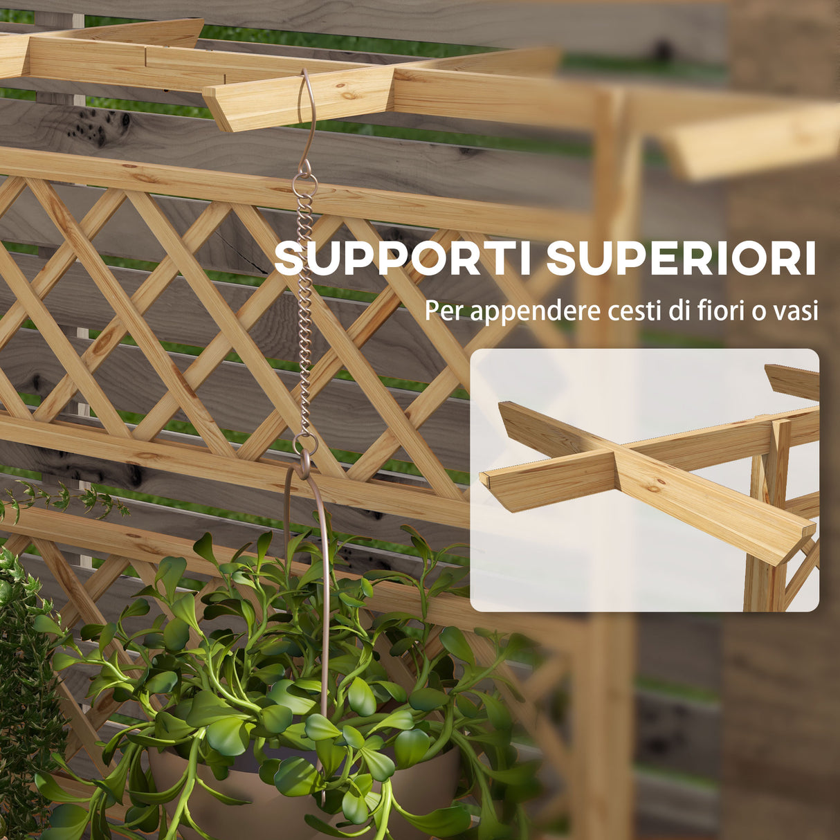 easycomfort easycomfort letto per orto con traliccio e pergola per rampicanti con fondo aperto 160x55x183cm legno naturale