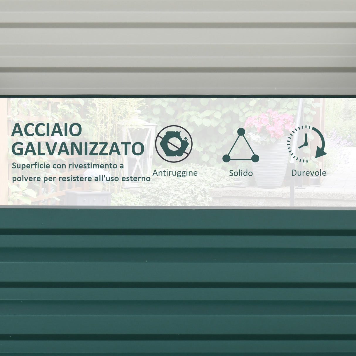 easycomfort easycomfort letto per orto rialzato a fondo aperto con rivestimento in acciaio zincato 120x120x30 cm verde