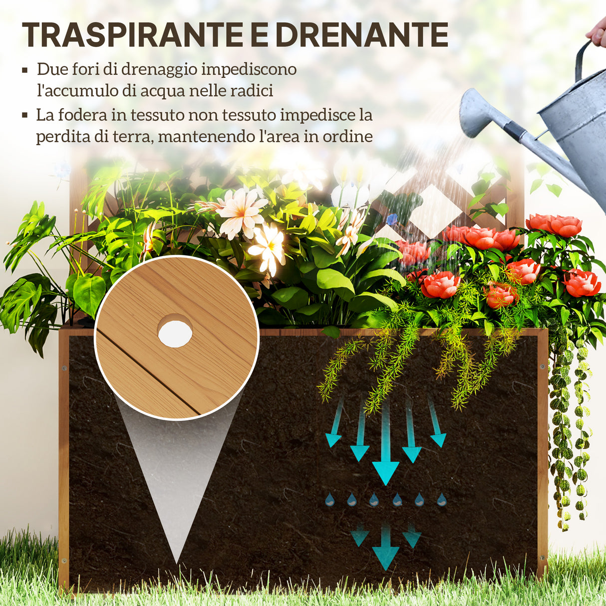 easycomfort easycomfort letto per orto rialzato con traliccio per rampicanti e pergola superiore 64x33x122 cm legno