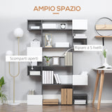 immagine-5-easycomfort-easycomfort-libreria-moderna-a-5-livelli-con-8-ripiani-aperti-in-truciolato-120x20x171-cm-grigia-e-bianca