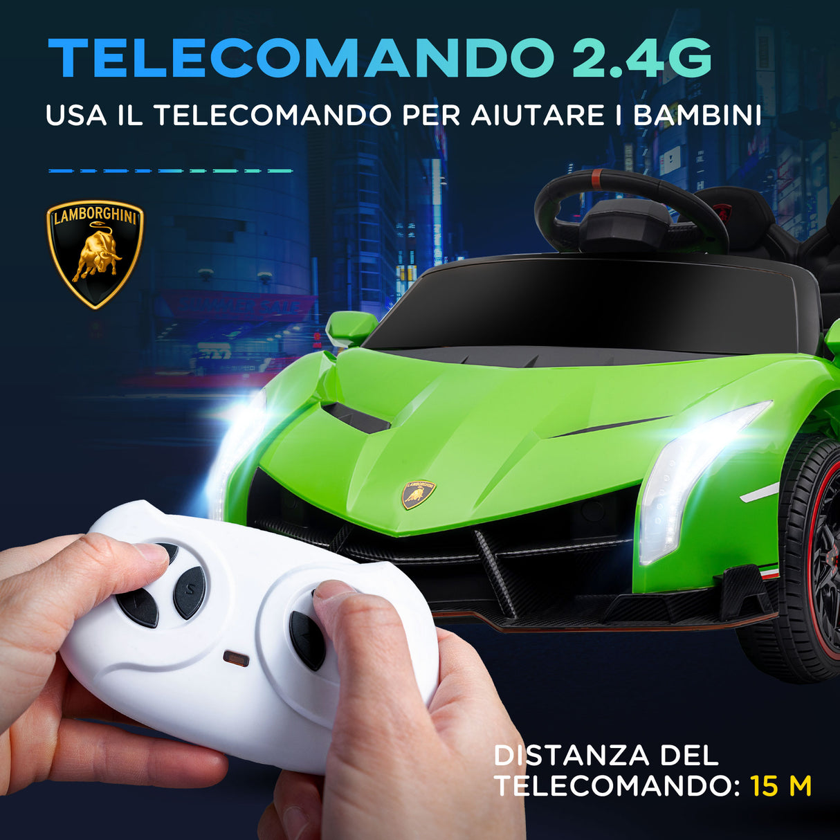 easycomfort easycomfort macchina elettrica per bambini lamborghini veneno 12v con telecomando eta 3 6 anni verde