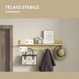 easycomfort easycomfort mensola da parete in legno di abete con 7 ganci per ingresso e soggiorno 80x12x20 cm