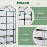 easycomfort easycomfort mini serra da giardino e terrazza per piante a 5 ripiani in acciaio con copertura in pvc 69x49x193 cm verde
