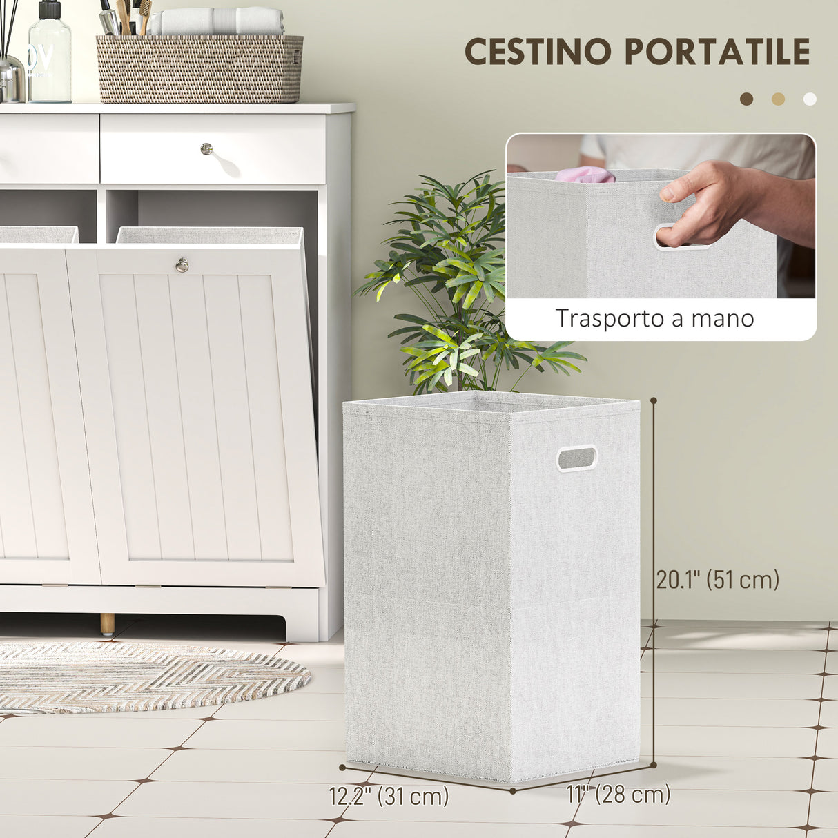 easycomfort easycomfort mobile bagno con 2 ceste portabiancheria rimovibili 2 cassetti e 2 ante a ribalta 78x38x90 cm bianco