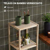 easycomfort easycomfort mobile bagno moderno a 4 livelli antiribaltamento in bambu 33x31x110 cm color legno