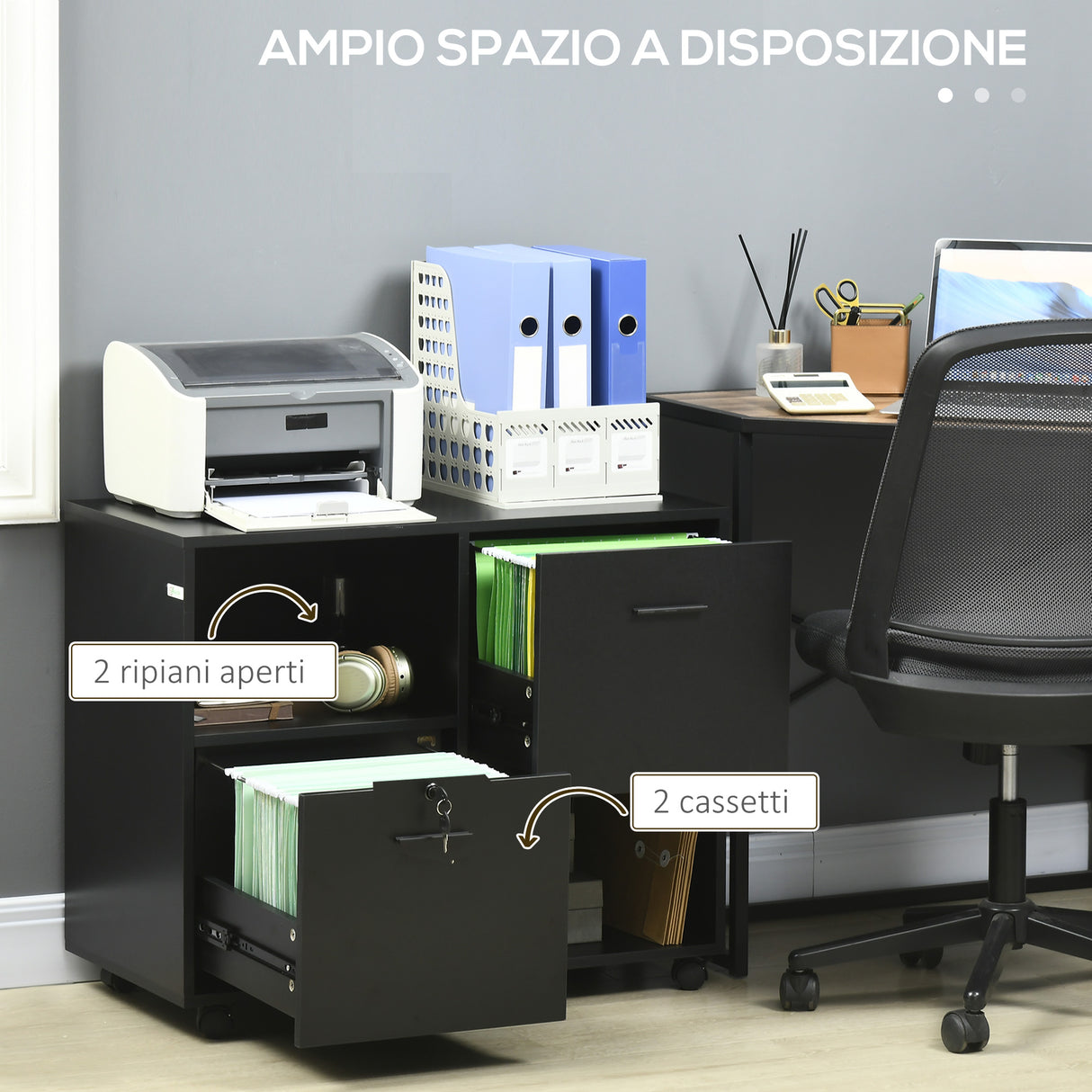 immagine-5-easycomfort-easycomfort-mobile-da-ufficio-con-2-cassetti-porta-documenti-e-ripiani-ruote-con-blocco-80x40x66cm-nero