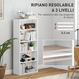 easycomfort easycomfort mobile libreria a 5 ripiani con 3 scaffali flessibili in legno 60x24x133 5 cm bianco