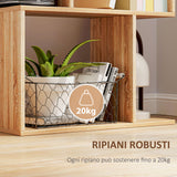 easycomfort easycomfort mobile libreria in legno a 5 ripiani con divisorio 60x24x184 5 cm color legno