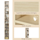 easycomfort easycomfort mobile libreria porta cd a 12 ripiani per 204 cd in mdf e truciolato 21x20x175 cm color legno