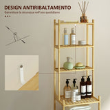 easycomfort easycomfort mobile scaffale bagno a 7 ripiani portaoggetti in bambu 44x33x180 cm color legno