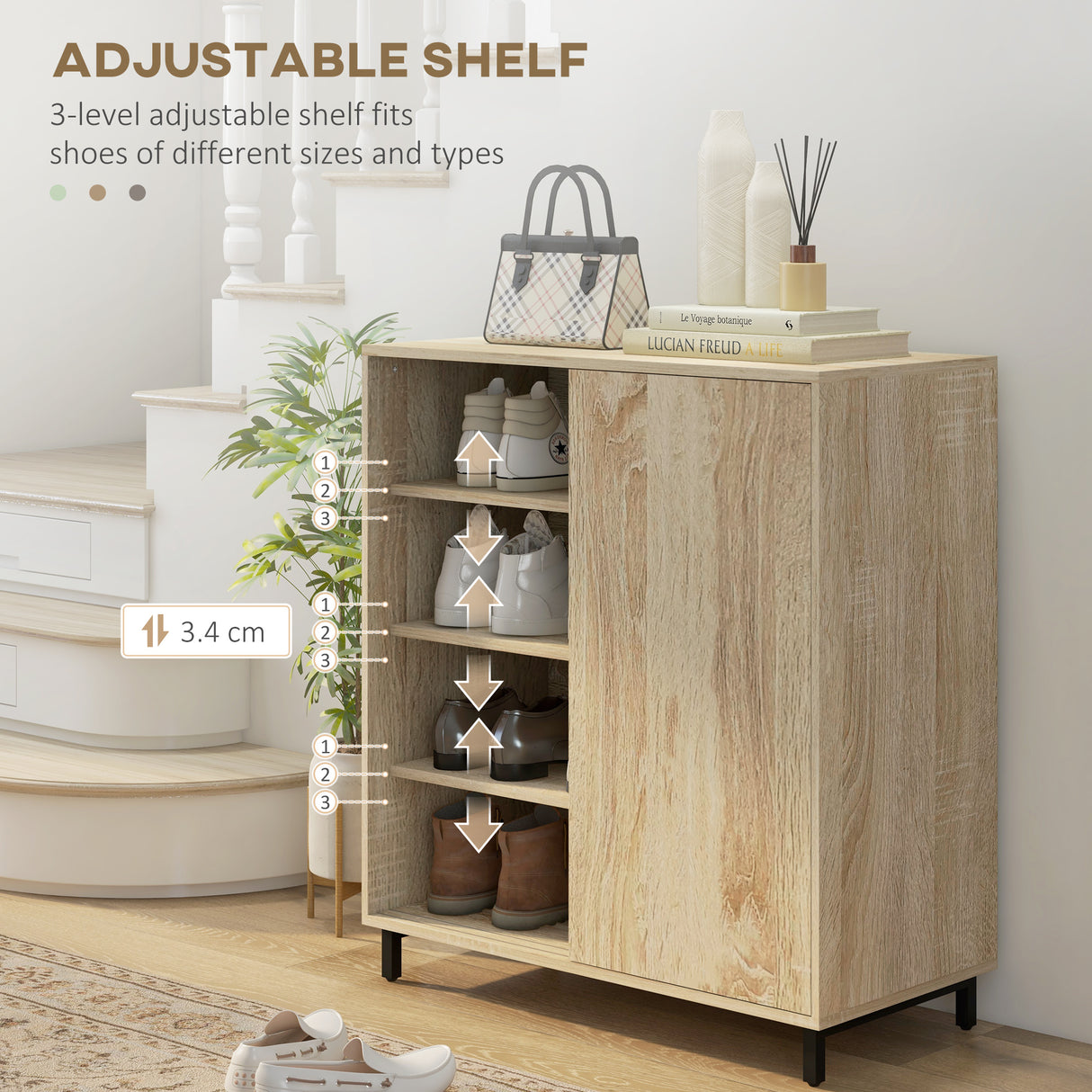 easycomfort easycomfort mobile scarpiera a 4 livelli in truciolato e acciaio con ripiani regolabili max 12 paia 80x40x93 cm