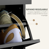 easycomfort easycomfort mobile scarpiera da 12 paia con 2 ripiani interni regolabili e 2 cassetti in legno 80x30x91 5 cm nero