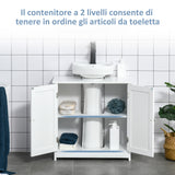 easycomfort easycomfort mobile sottolavabo a 2 ante con ripiano regolabile e intaglio a u 60x30x60 cm bianco