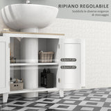 easycomfort easycomfort mobile sottolavabo bagno a u con ripiano regolabile interno in mdf 60x30x60 cm bianco e color legno