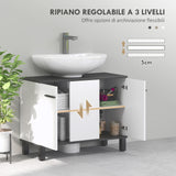 easycomfort easycomfort mobile sottolavabo bagno con armadietto 2 ante e ripiano regolabile 80x34x60 cm bianco lucido