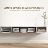 easycomfort easycomfort mobile tv sospeso in legno con 2 ripiani aperti e armadietto 120x26x16 cm bianco e grigio