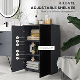 easycomfort easycomfort mobiletto bagno 2 ante in legno con 3 ripiani e chiusura ammortizzata 60x30x82cm nero