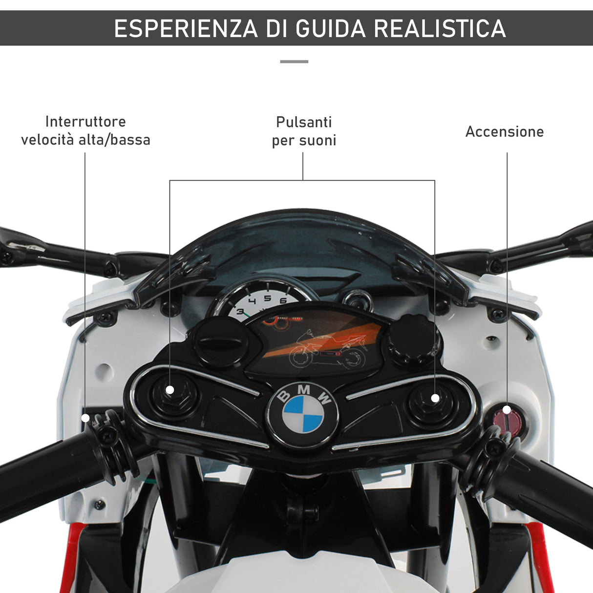 easycomfort easycomfort moto elettrica per bambini 3 8 anni con licenza bmw batteria 12v rotelle e luci 110x47x69 cm