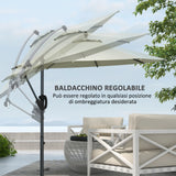 easycomfort easycomfort ombrellone a braccio a 8 stecche con base a croce in alluminio metallo e poliestere 3x2 6 m crema