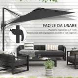 easycomfort easycomfort ombrellone a braccio per esterno con luci a led e angolo regolabile in alluminio e poliestere 3x2 5 m grigio