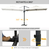 easycomfort easycomfort ombrellone a sbalzo 3x3 m inclinabile con manovella e base a croce in acciaio e poliestere bianco crema