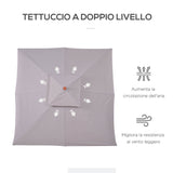 easycomfort easycomfort ombrellone da giardino 3x3m con 8 stecche in bambu e copertura parasole a 2 livelli grigio