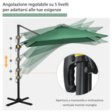 easycomfort easycomfort ombrellone da giardino a manovella 2 5x2 5 m con rotazione 360 e parasole regolabile verde