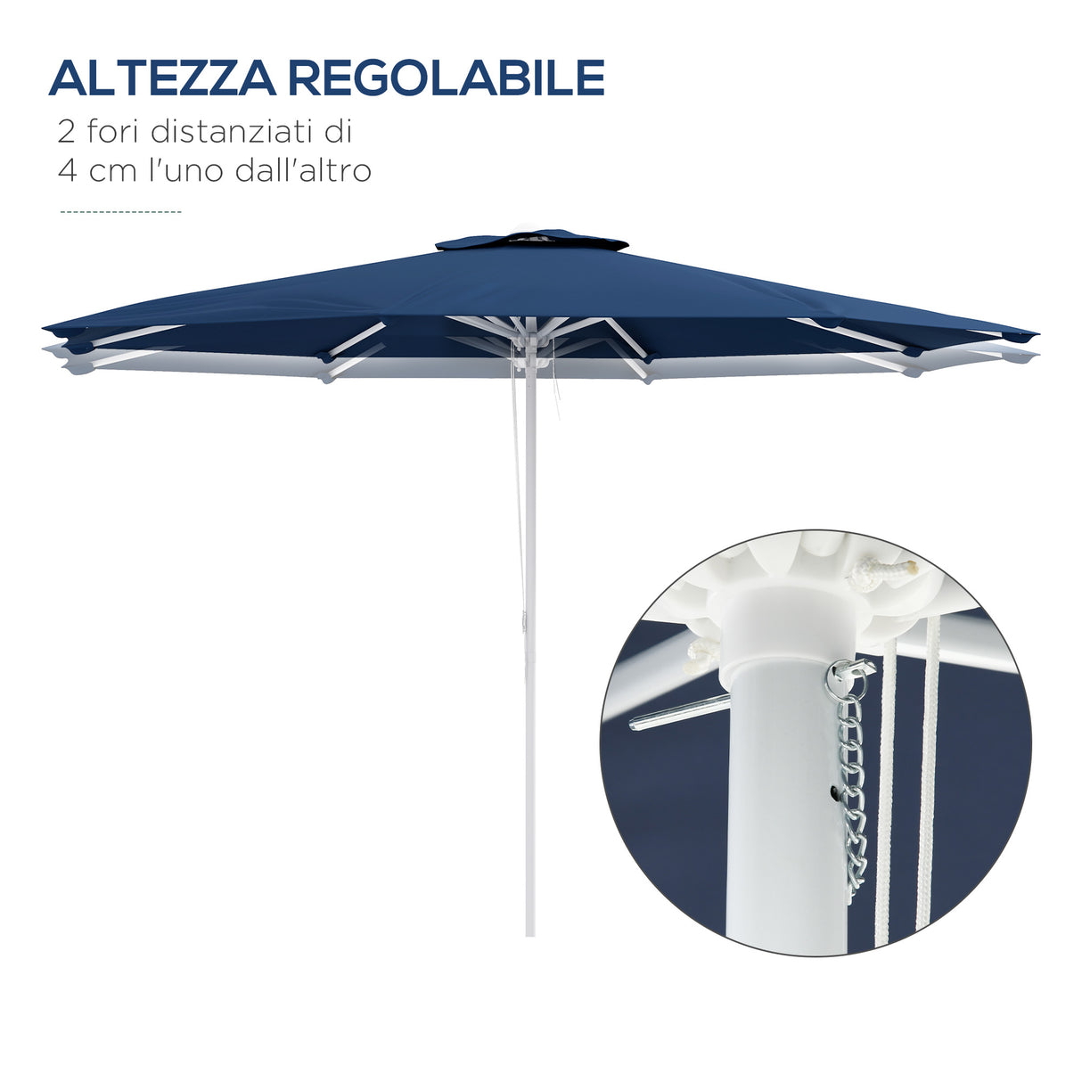 easycomfort easycomfort ombrellone da giardino ad altezza regolabile in metallo e poliestere 292x242 cm blu scuro