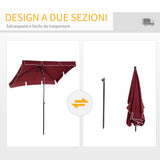 easycomfort easycomfort ombrellone da giardino rettangolare e regolabile con palo in alluminio 2x1 3x2 5 m rosso vino