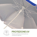 easycomfort easycomfort ombrellone da spiaggia inclinabile con fodera riflettente in acciaio e poliestere 1 7x2 05 m blu