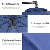 easycomfort easycomfort ombrellone decentrato a 8 stecche con base a croce in acciaio e poliestere 295x260 cm blu scuro