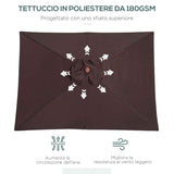 easycomfort easycomfort ombrellone rettangolare inclinabile 2x1 5 m con 6 stecche e apertura a corda in bambu e poliestere caffe