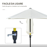 easycomfort easycomfort ombrellone semicircolare con manovella e tettuccio anti uv 200x190x240 cm crema