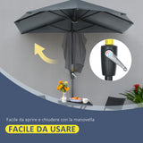 easycomfort easycomfort ombrellone semicircolare con manovella e tettuccio anti uv 200x190x240 cm grigio