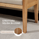 easycomfort easycomfort panca fondo letto boho con seduta imbottita e braccioli in legno e rattan 120x38x61 5cm crema