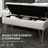 easycomfort easycomfort panca fondo letto con contenitore in tessuto e gambe in acciaio 100x40x49cm crema