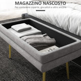easycomfort easycomfort panca fondo letto con spazio portaoggetti in acciaio e poliestere 79 5x37 5x43 cm grigia