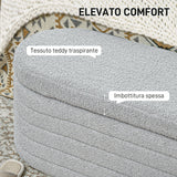 easycomfort easycomfort panca fondo letto in tessuto teddy con vano contenitore 116x41x40 5cm grigio chiaro