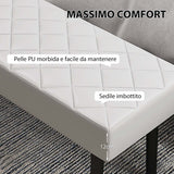 easycomfort easycomfort panca fondoletto imbottita in finta pelle trapuntata a diamante e gambe in acciaio 100x35x45cm grigio
