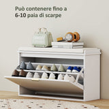 easycomfort easycomfort panca scarpiera con ripiano interno in legno e tessuto effetto lino 80x26x47 5 cm bianca e beige
