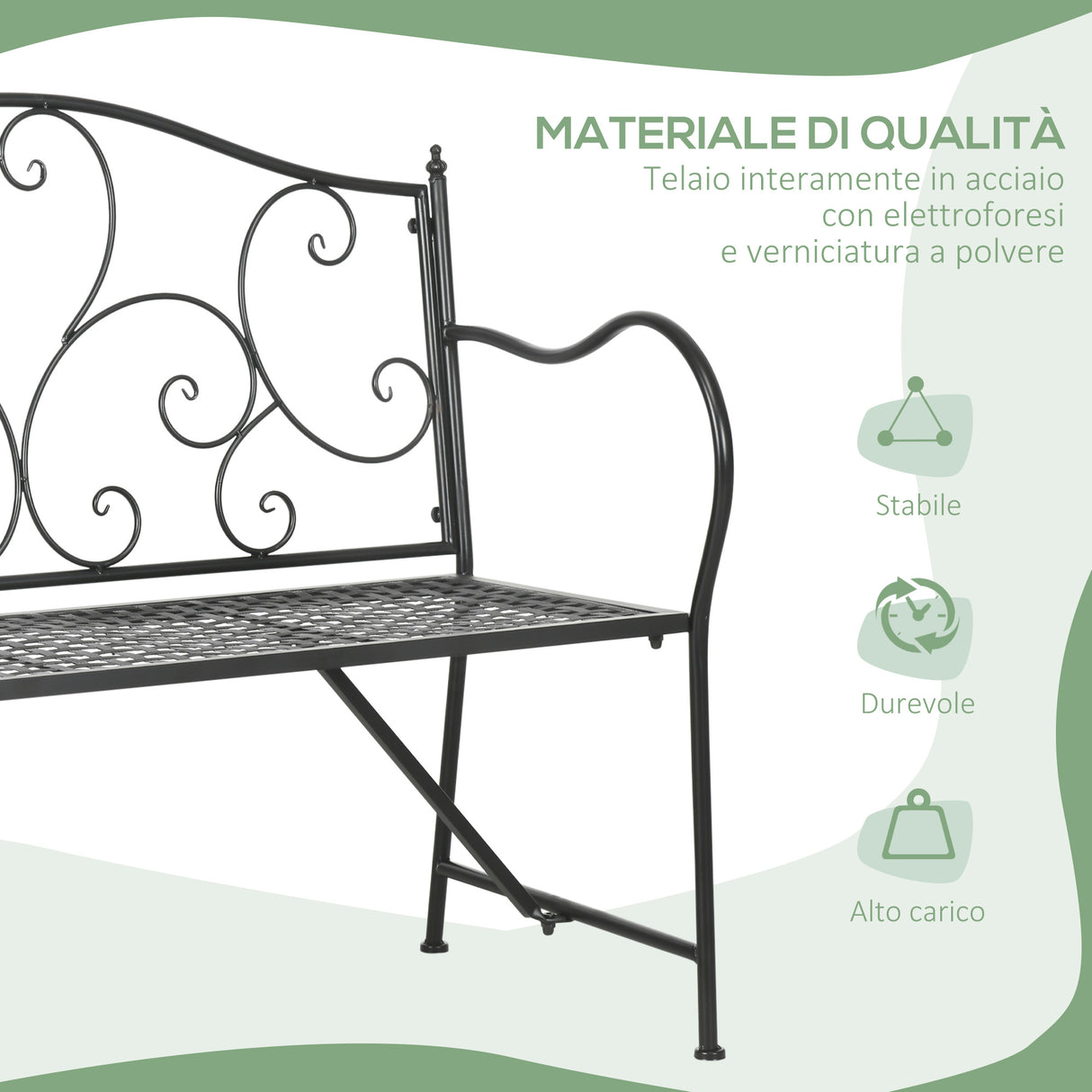 immagine-5-easycomfort-easycomfort-panchina-da-giardino-in-acciaio-a-2-posti-in-stile-classico-106x42x95cm-nero