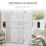 easycomfort easycomfort paravento a 4 ante per interni divisorio in legno per camera e ufficio 182x170 cm bianco