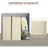 easycomfort easycomfort paravento separe da interno a 3 pannelli pieghevole in metallo e poliestere 253x50x182cm beige
