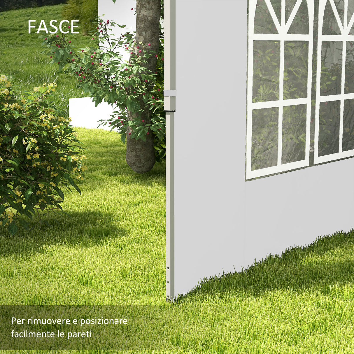 easycomfort easycomfort pareti per gazebo 3x3 o 3x4 con finestrelle incluse in plastica e tessuto oxford 295x195 cm bianco