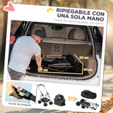 easycomfort easycomfort passeggino per cani 3 in 1 pieghevole con borsa trasportino e cestino inferiore grigio