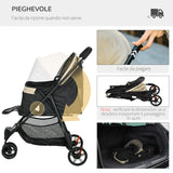 easycomfort easycomfort passeggino per cani piccoli pieghevole a 3 ruote con copertura antipioggia e cestino cachi