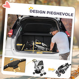 easycomfort easycomfort passeggino per cani pieghevole con 3 reti e cerniera in ferro e tessuto oxford 75x46x94 cm grigio