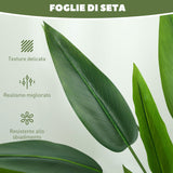 easycomfort easycomfort pianta artificiale verde di uccello del paradiso da 20 foglie di 140 cm con vaso in pe peva e pp