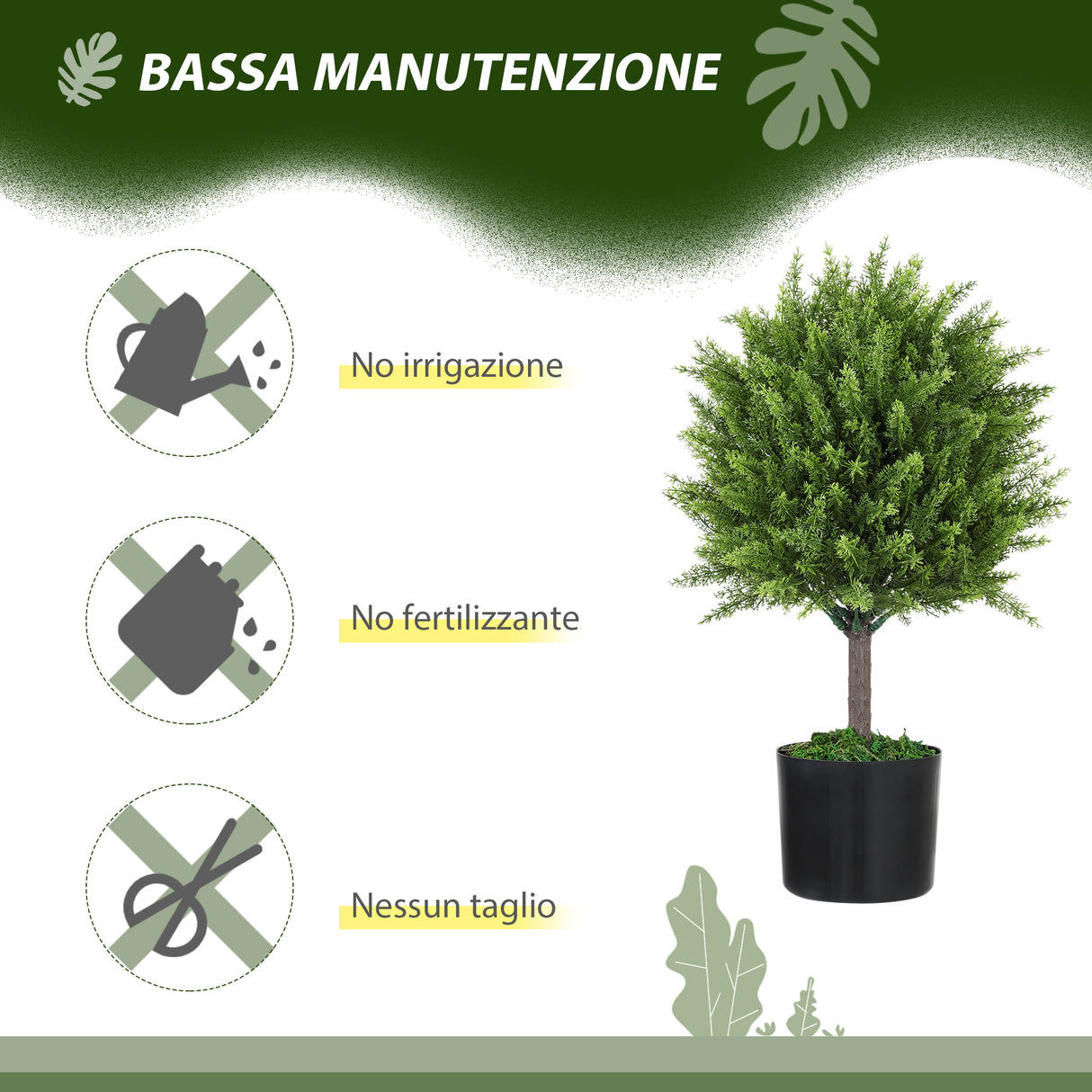easycomfort easycomfort pianta finta albero cedro con vaso incluso per interno ed esterno altezza 55 cm verde